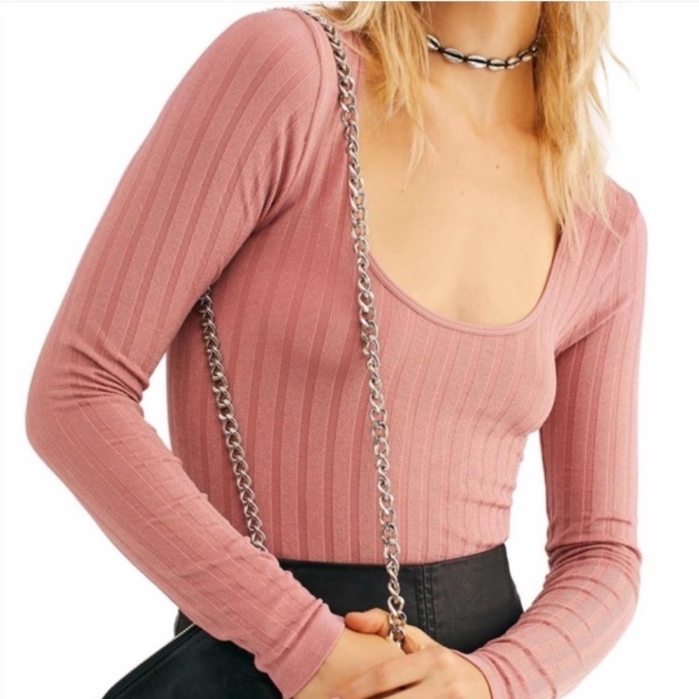 NWT Free People Lucky You Scoop Neck layering  pink top XS\S